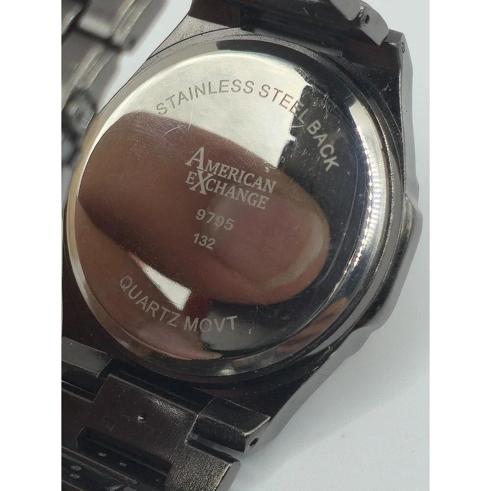 American Exchange Men's Black Watch & 4-Piece Bracelet Set